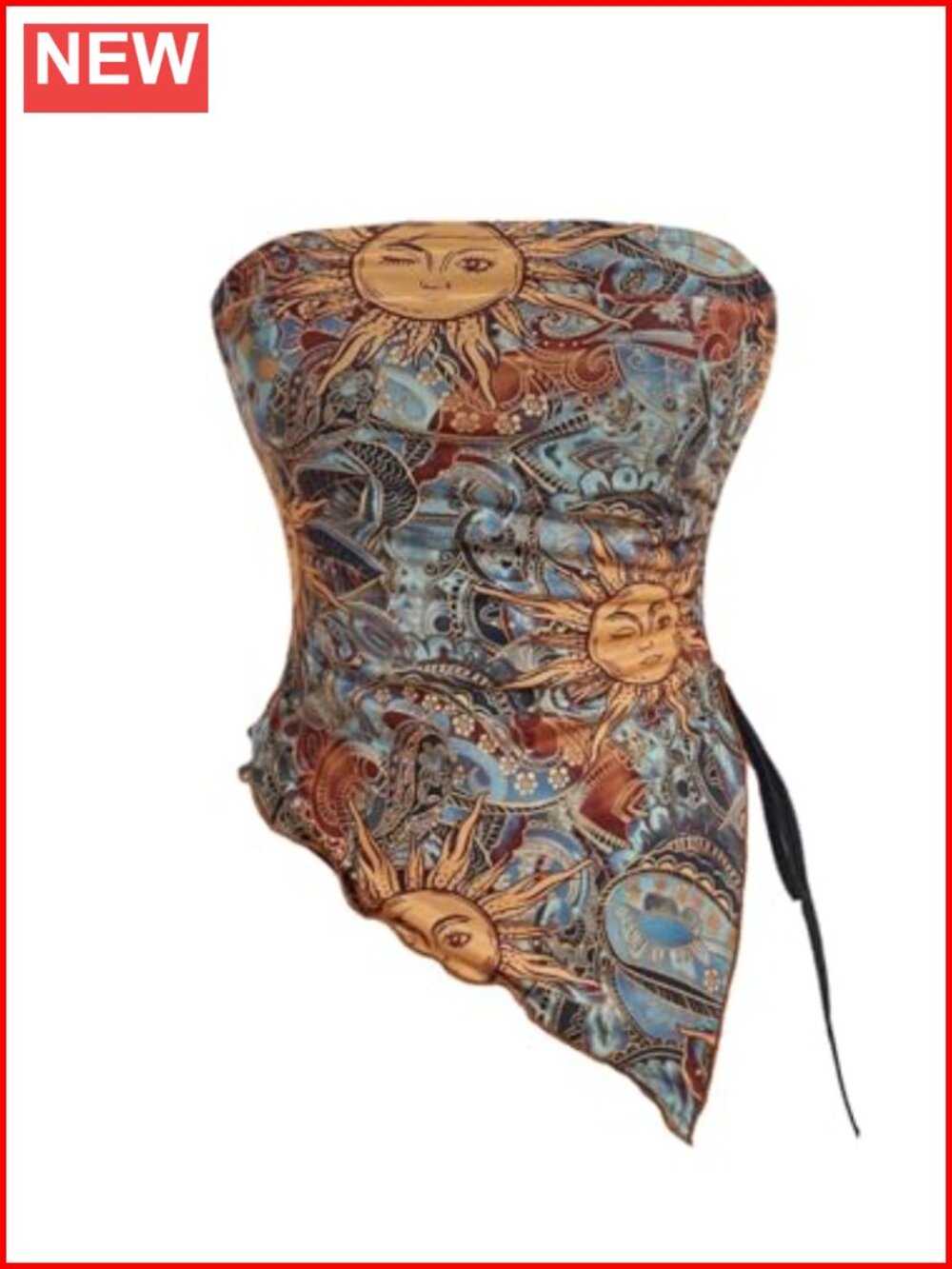 Boho Crop Top Y2k Asymmetrical Bandana Tube Top Paisley Party